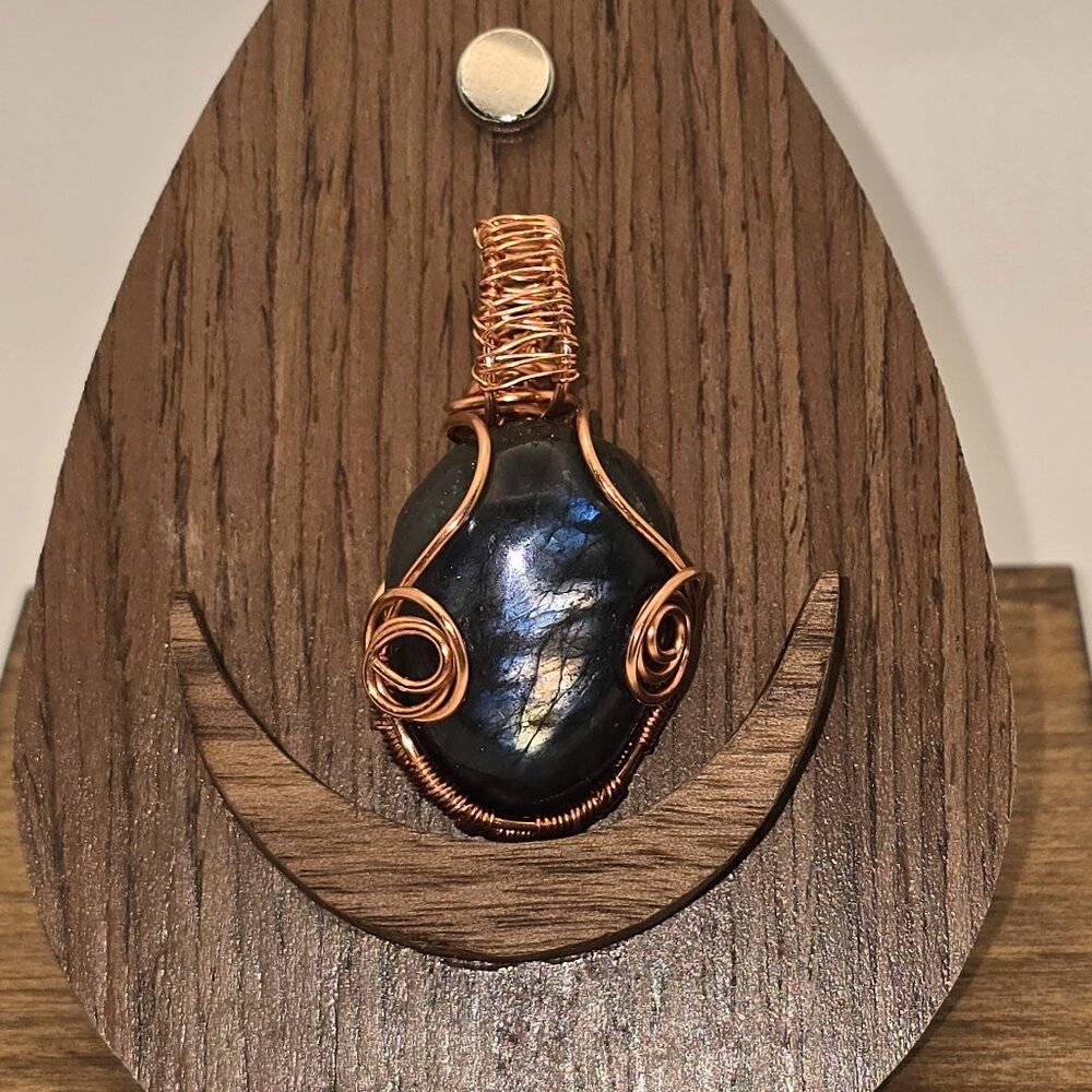 Tumbled Labradorite Copper Wire Wrapped Pendant